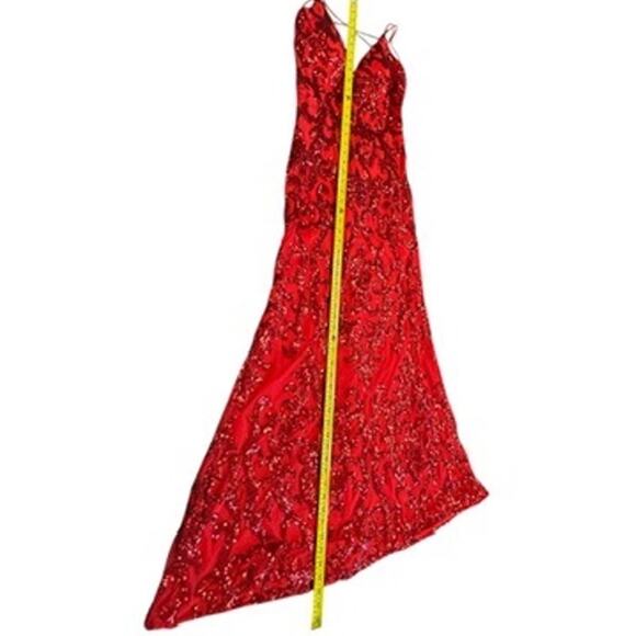 "Windsor" Sequin Maxi Open Back Red Prom Dress SZ S Pretty Women Formal Mob Wife - Picture 5 of 9
